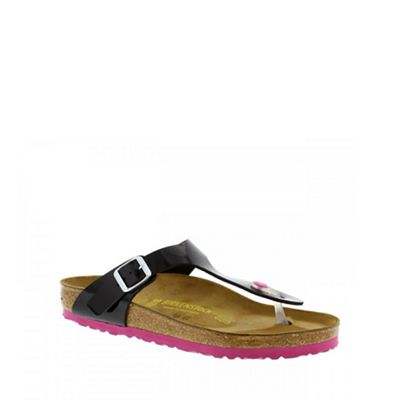 Black patent/Pink Gizeh ladies sandal